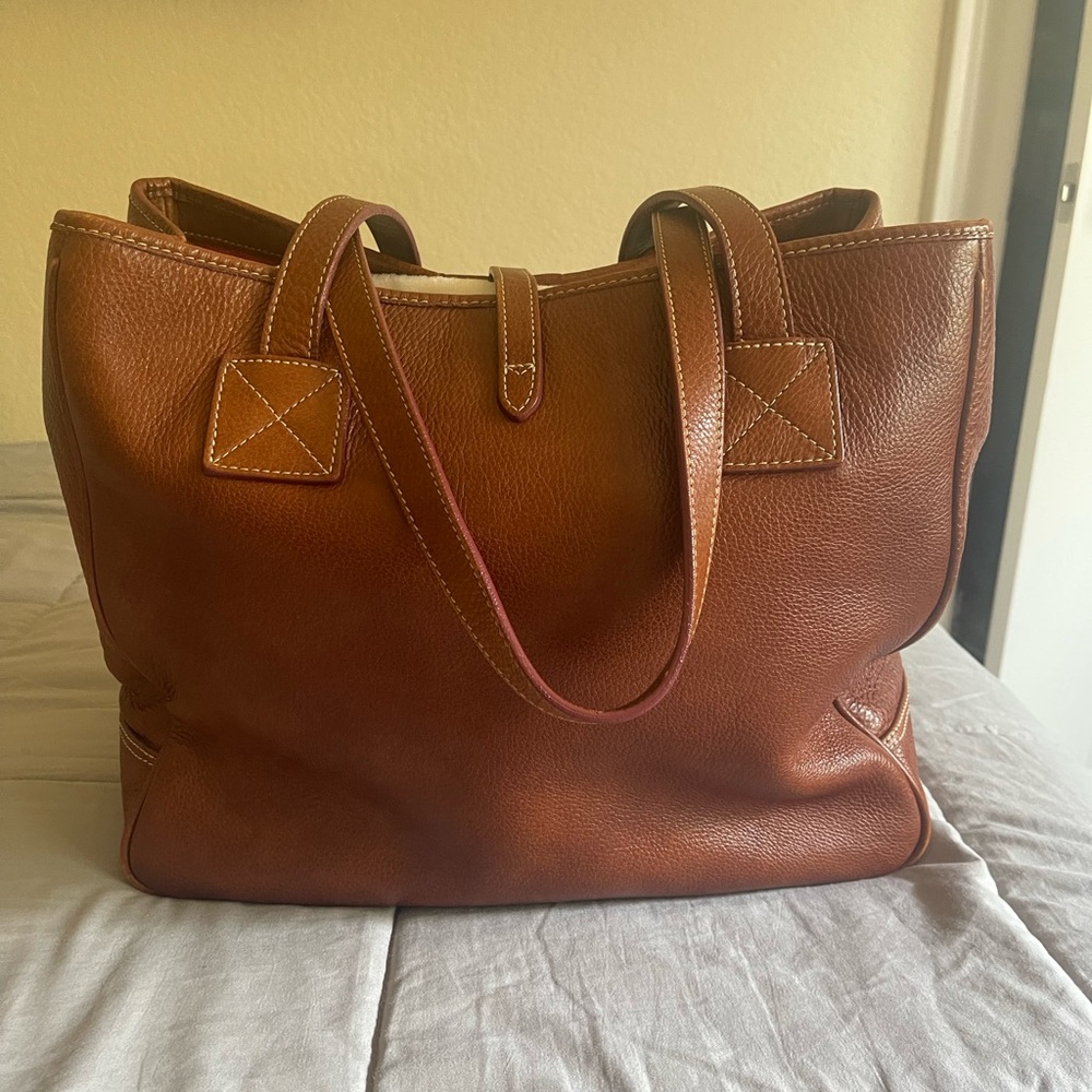 Dooney & Bourke Vintage Rich Brown Leather Tote - Picture 9 of 16